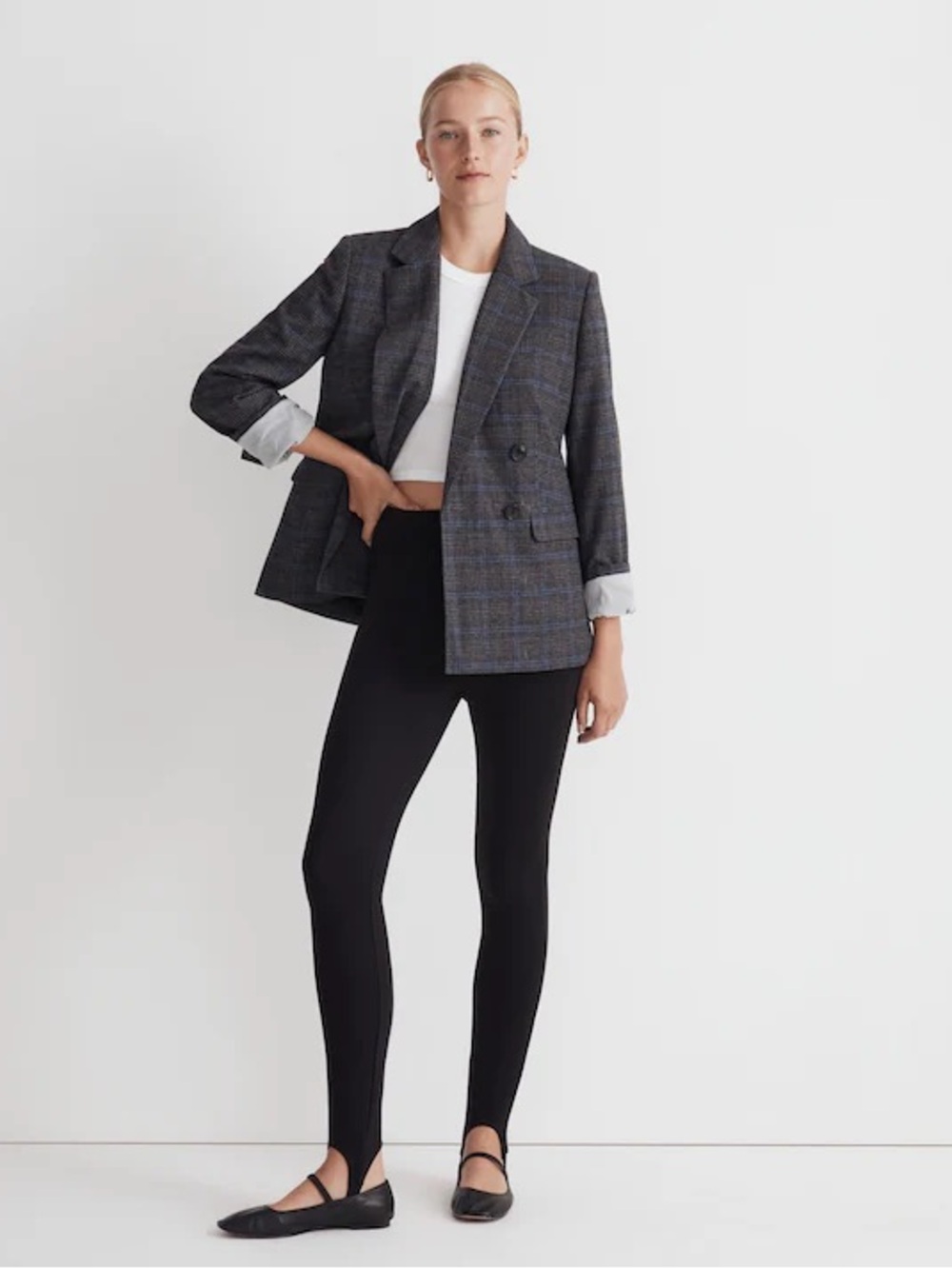 Madewell Ponte Stirrup Leggings in Black Size Medium